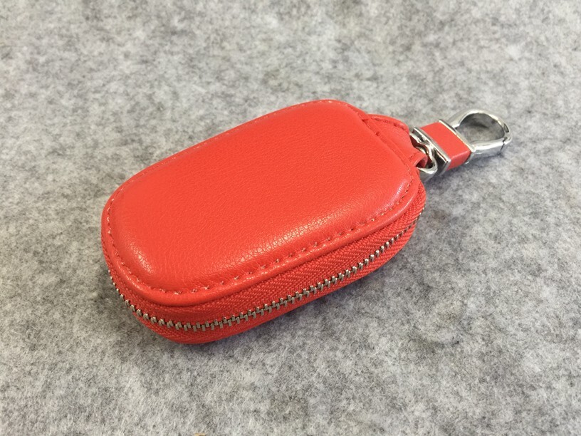 三菱 キーケース スマートキーケース 自動車 カラビナ付き キーホルダー 収納 キーカバー キーリング キーチェーン レッド_画像2