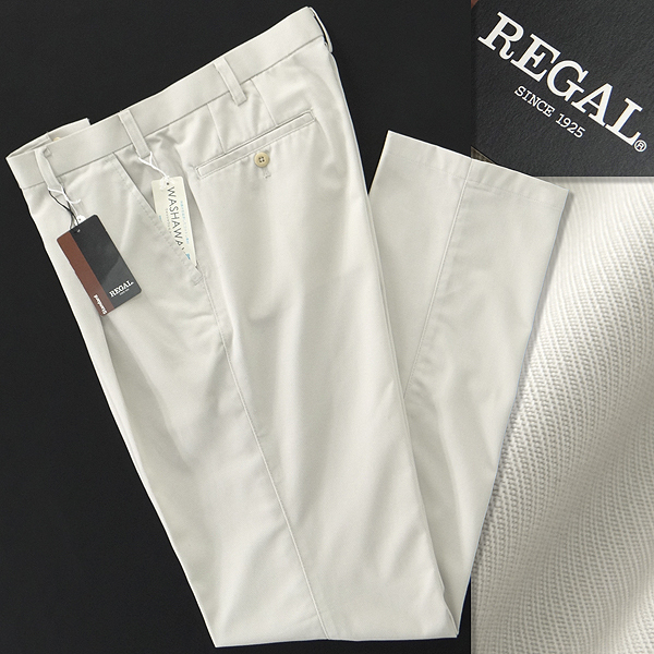 新品 リーガル トリコチン ストレッチ コットン スラックス 73(XS) 白 【P28257】 春夏 メンズ REGAL オールシーズン チノパンツ