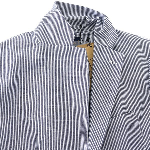 新品 チュウベイ 25SS 洗える コットン オックス ストライプ ジャケット L 紺 白 【CH1451082_78_L】 春夏 CHUBEI オックスフォード メンズ