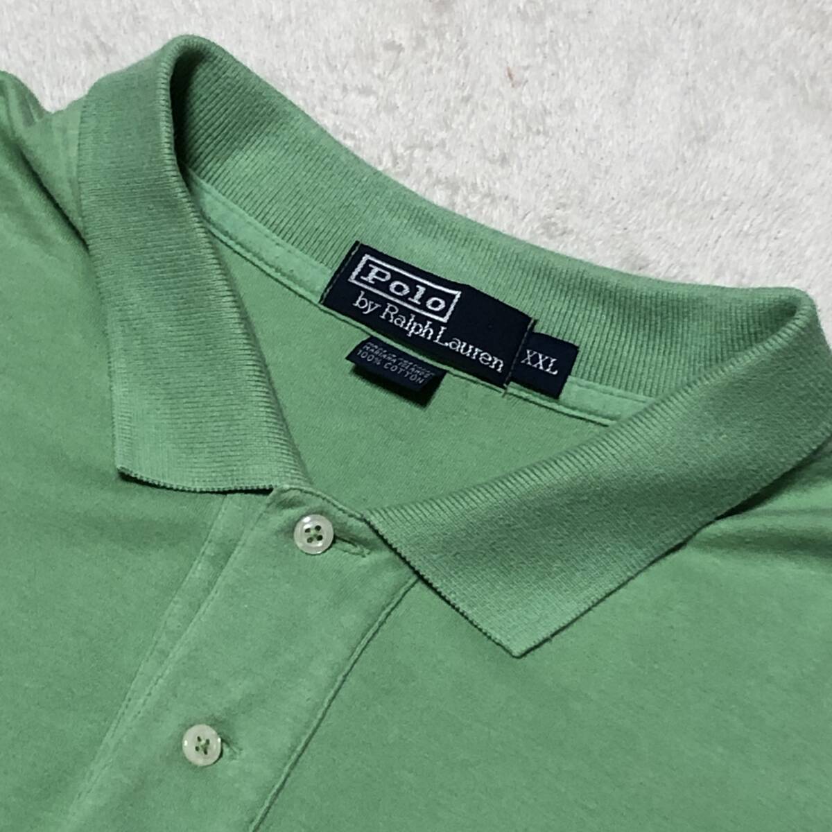 美品 POLO BY RALPH LAUREN ポロ バイ ラルフローレン 半袖ポロシャツ ポニー刺 ライトグリーン 人気の大きいサイズ 2XLサイズ