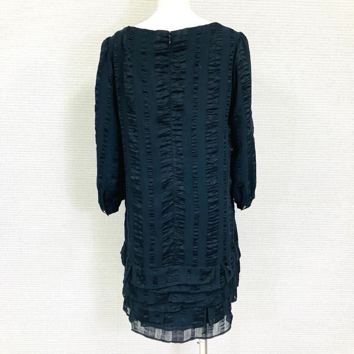 【AA3852】 zechia ゼチア 36 フリル ひざ丈 ワンピース ブラック(黒) 長袖 ゴージャス パーティスタイル 裏地あり オケージョン かわいい_画像4