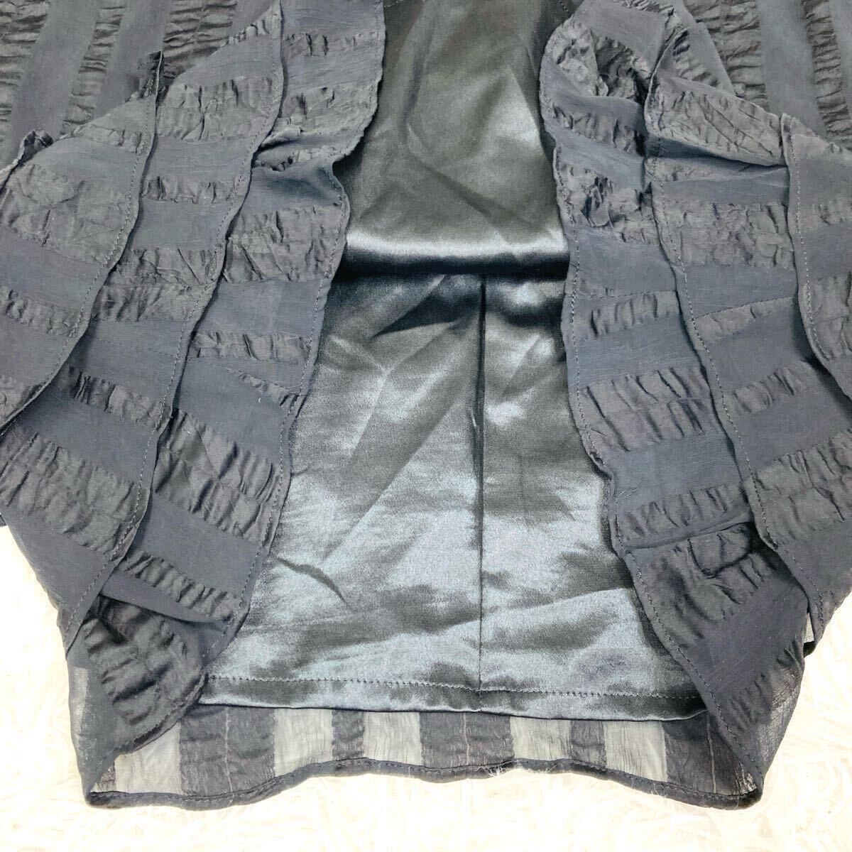 【AA3852】 zechia ゼチア 36 フリル ひざ丈 ワンピース ブラック(黒) 長袖 ゴージャス パーティスタイル 裏地あり オケージョン かわいい_画像9