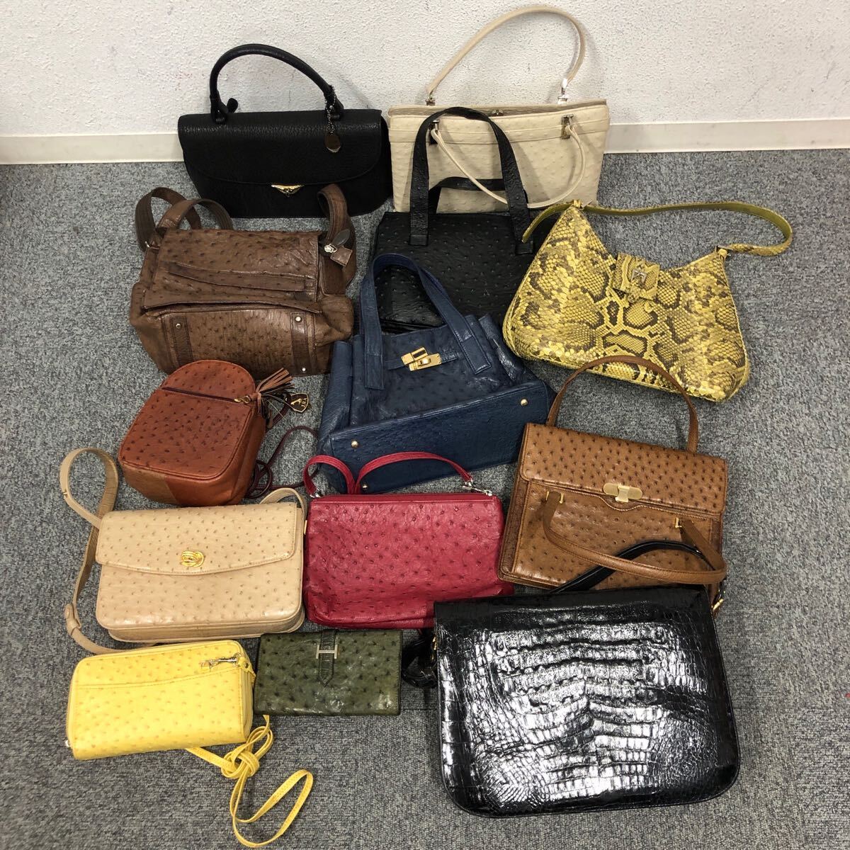 ★F04485/ハンドバッグ/ショルダーバッグ/長財(cái)布 等/オーストリッチ/クロコダイル/パイソン 等/まとめて/計(jì)13點(diǎn)セット