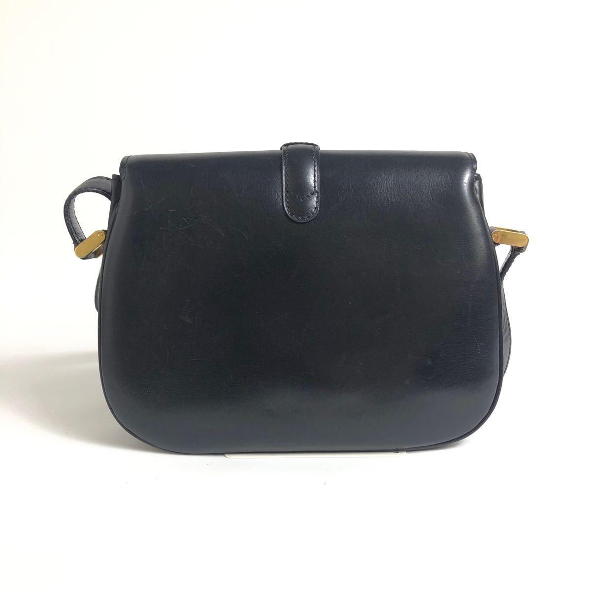 ●8D226/CELINE セリーヌ/オールドセリーヌ/ショルダーバッグ/ロゴ金具/ゴールド金具/レザー/ブラック/黒/ヴィンテージ