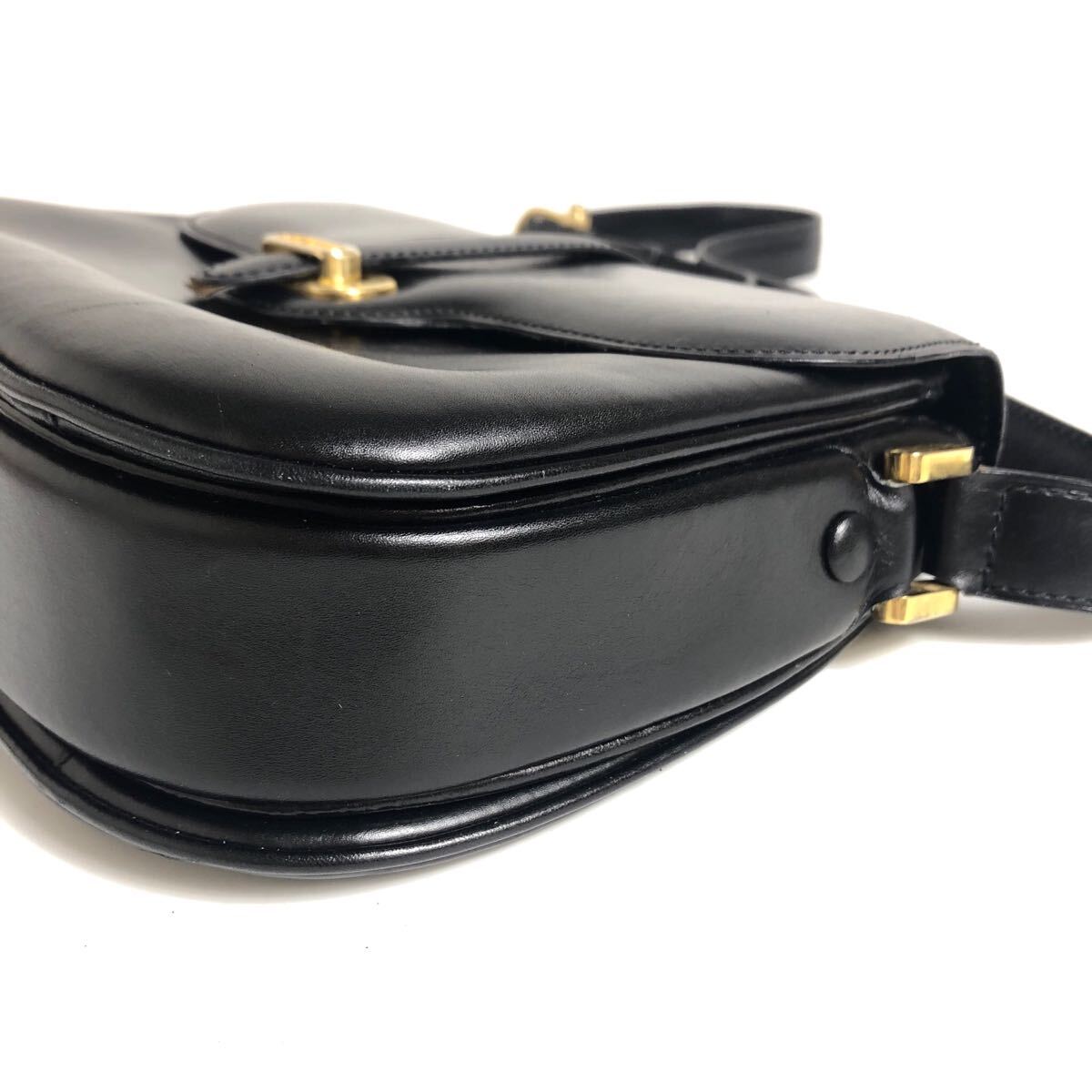 ●8D226/CELINE セリーヌ/オールドセリーヌ/ショルダーバッグ/ロゴ金具/ゴールド金具/レザー/ブラック/黒/ヴィンテージ