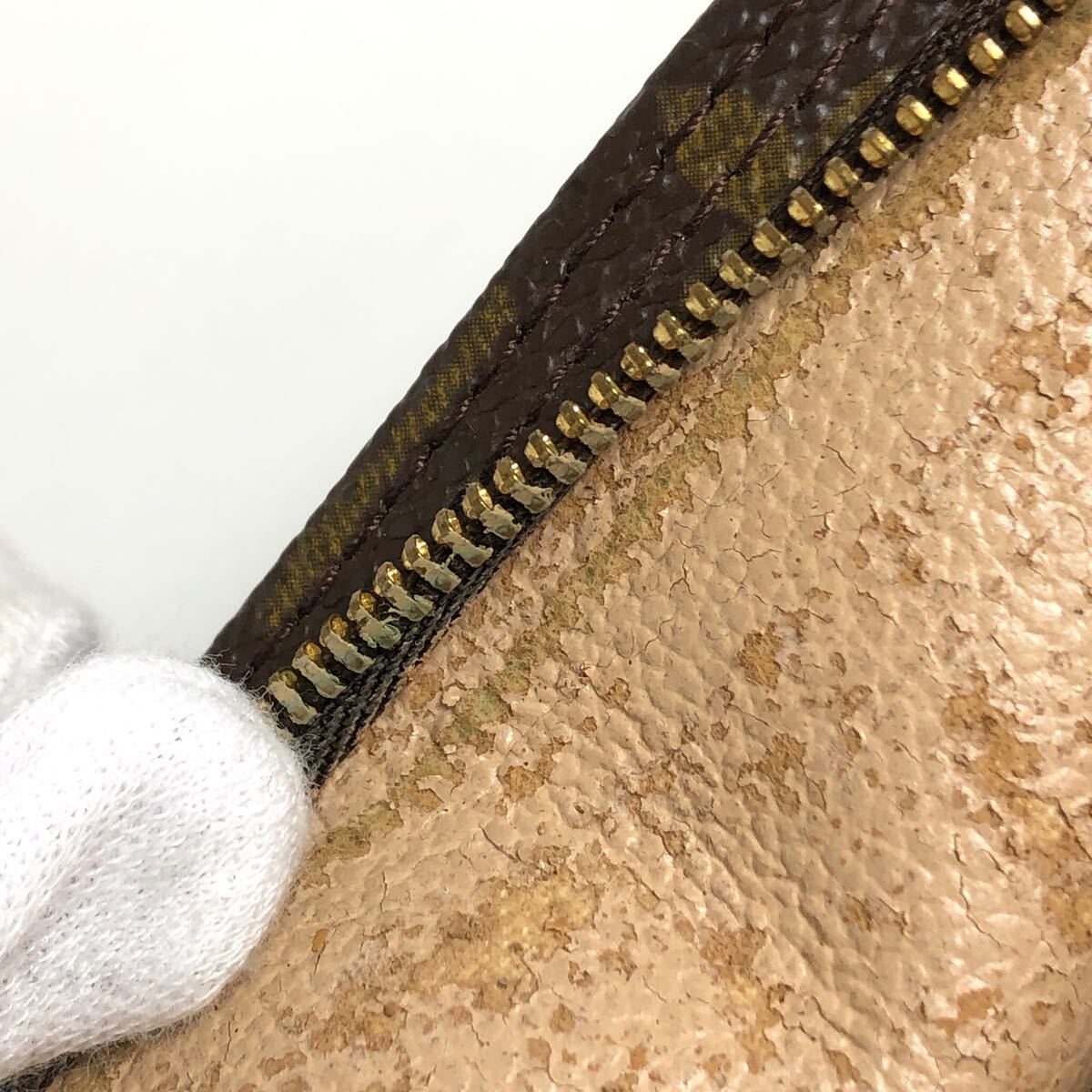 *8D372/Louis Vuitton Louis Vuitton / ковш приложен сумка / сумка / принадлежности /LV Logo / монограмма / Gold металлические принадлежности / Brown / чай 