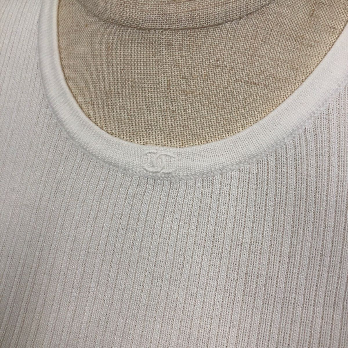 ★岡06120/CHANEL シャネル/Tシャツ/ココマーク/サイズ 38/ホワイト/A0165
