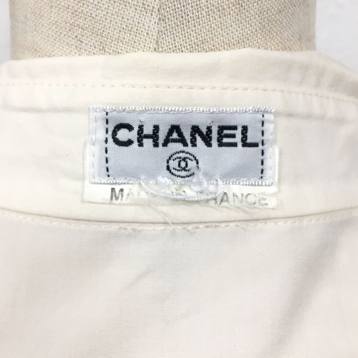 ★岡06106/CHANEL シャネル/シャツ/長袖/ベージュ/A0165