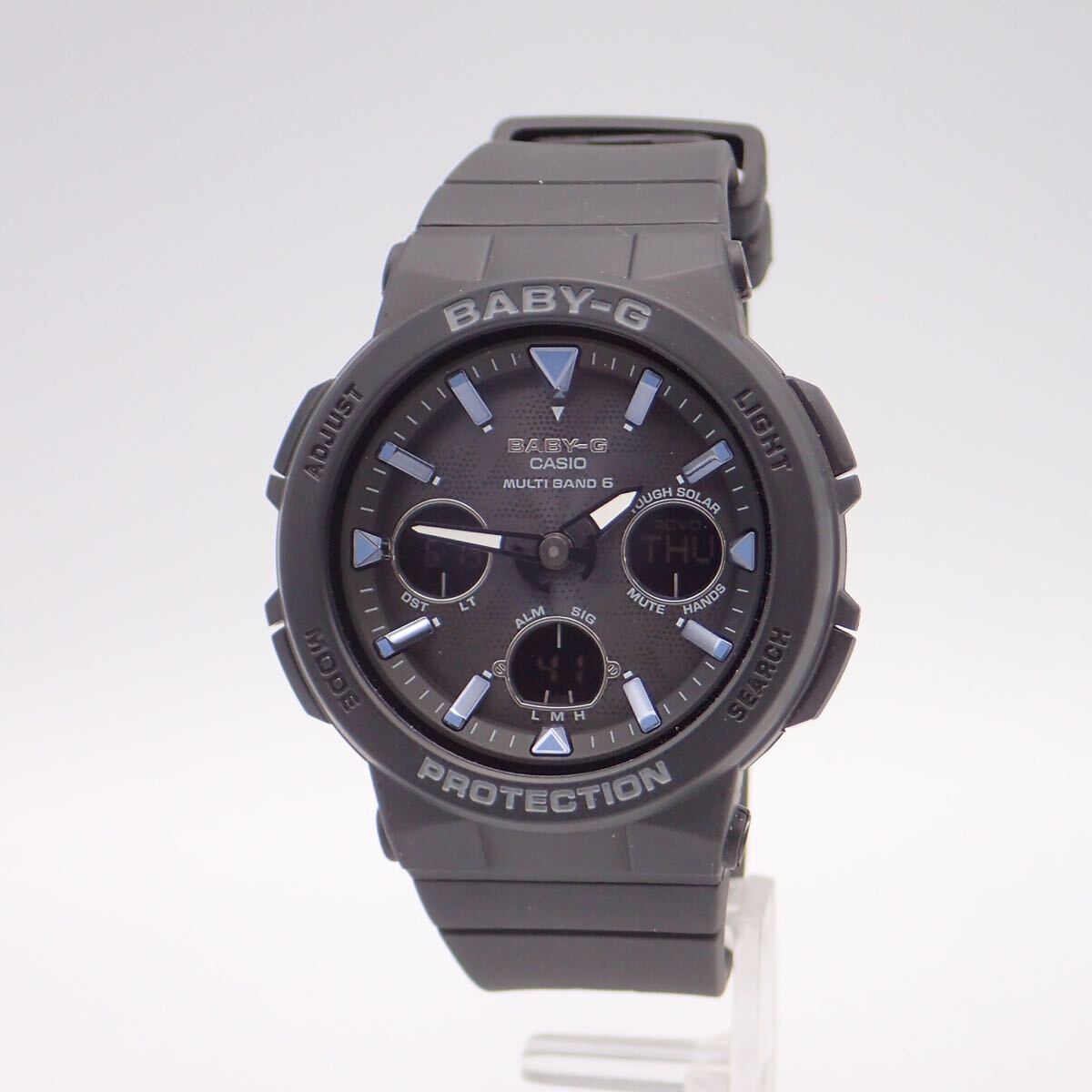 お05247【美品】CASIO カシオ/Baby-G/ソーラー/レディース腕時計/マルチバンド6/ブラック/BGA-2500