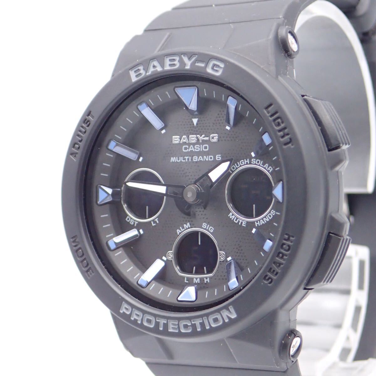 お05247【美品】CASIO カシオ/Baby-G/ソーラー/レディース腕時計/マルチバンド6/ブラック/BGA-2500