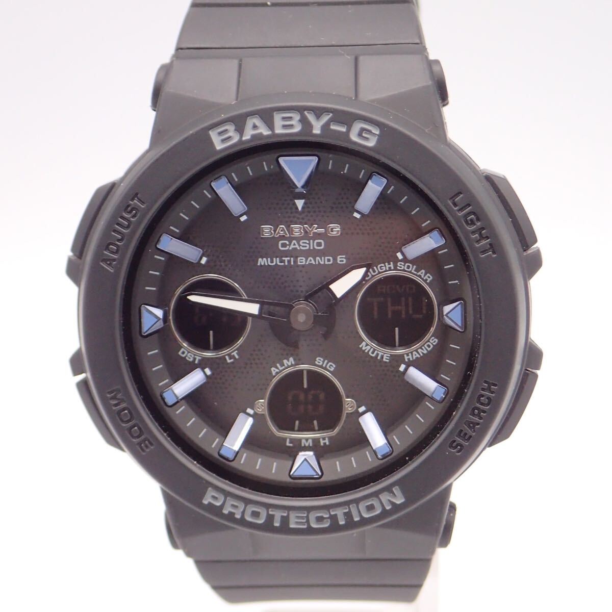 お05247【美品】CASIO カシオ/Baby-G/ソーラー/レディース腕時計/マルチバンド6/ブラック/BGA-2500