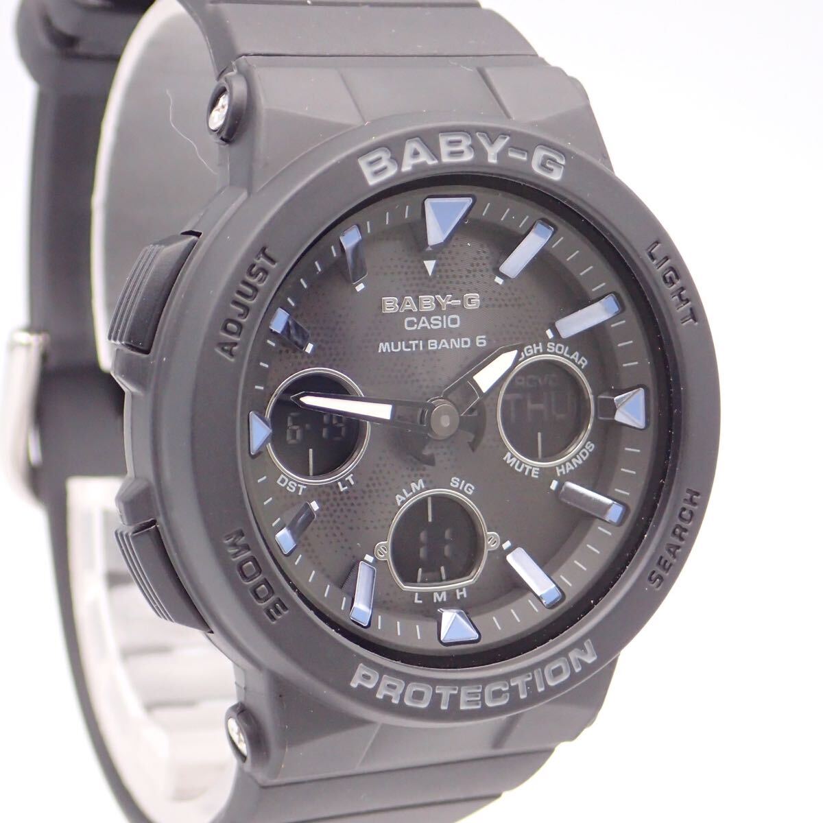 お05247【美品】CASIO カシオ/Baby-G/ソーラー/レディース腕時計/マルチバンド6/ブラック/BGA-2500