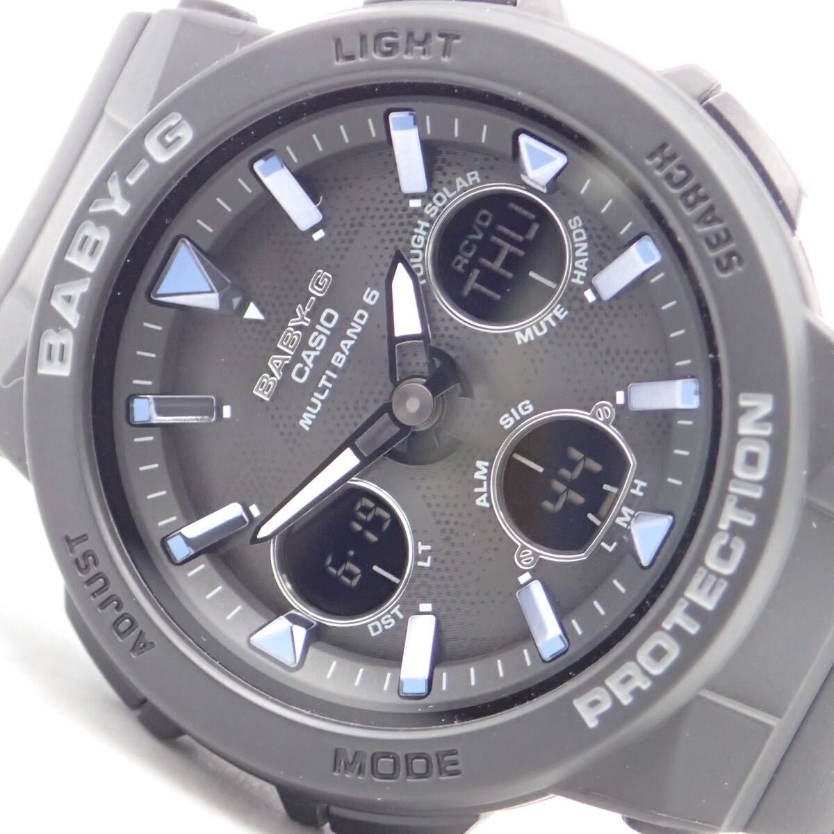 お05247【美品】CASIO カシオ/Baby-G/ソーラー/レディース腕時計/マルチバンド6/ブラック/BGA-2500