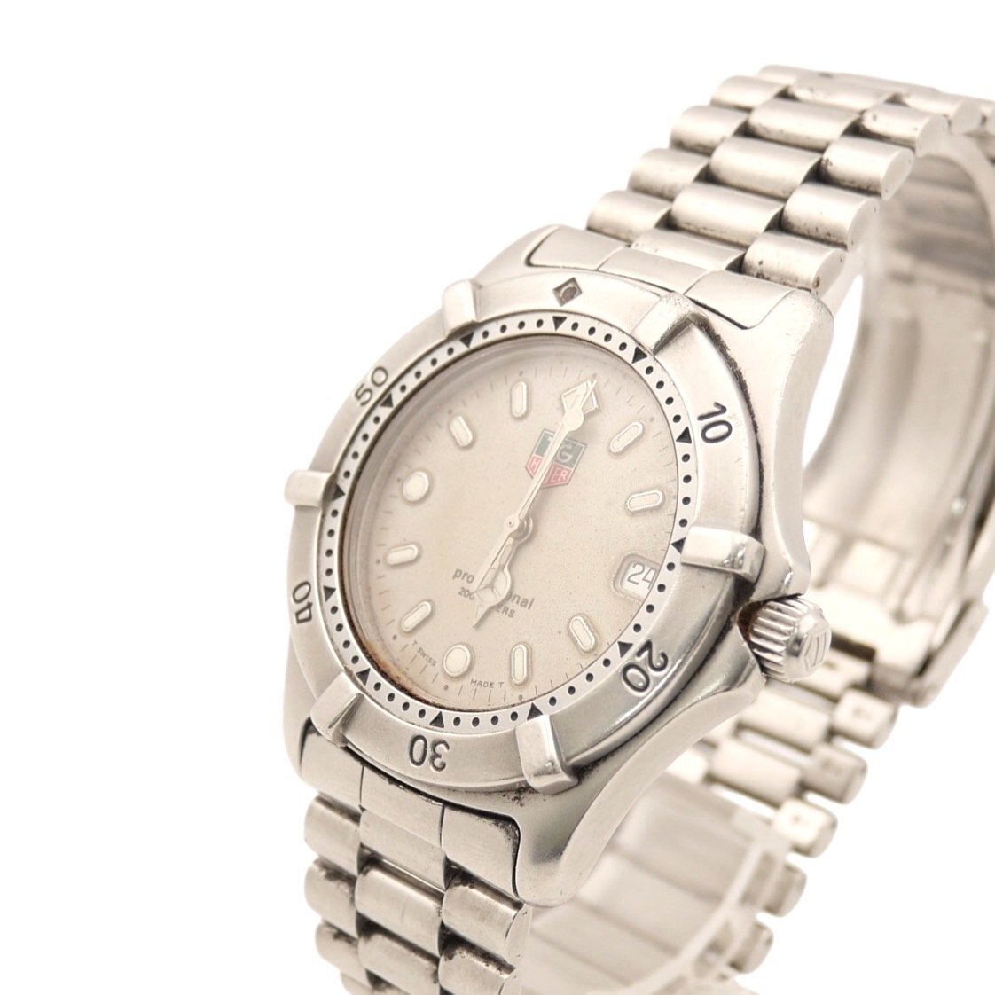 1 иен старт TAG HEUER TAG Heuer WE1111-R Date кварц QZ Professional 200m серебряный циферблат мужские наручные часы работоспособность не проверялась 