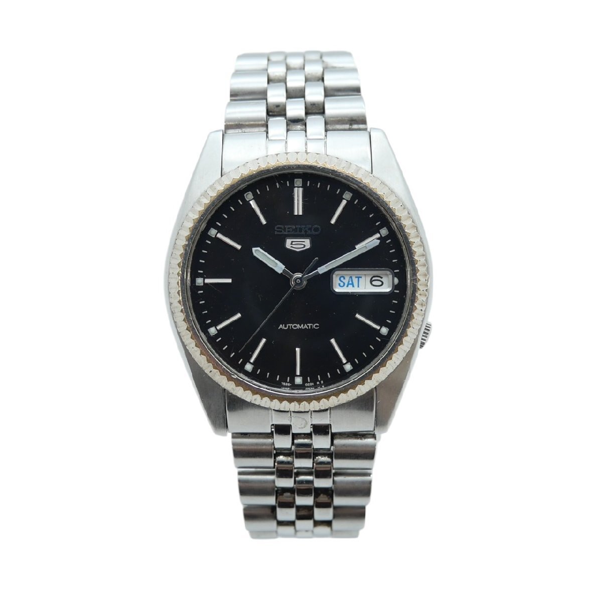 1円スタート 稼動(dòng)品 SEIKO セイコー セイコー5 7S26-3110 自動(dòng)巻き デイデイト 黒文字盤(pán) 3針 ラウンド メンズ 腕時(shí)計(jì)
