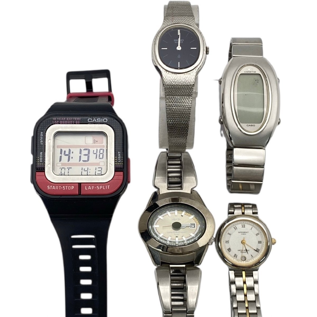 1円スタート 腕時計 まとめ5點セット SEIKO セイコー アルバ CASIO カシオ デイト クォーツ QZ デジタル メンズ レディース 稼働品 含