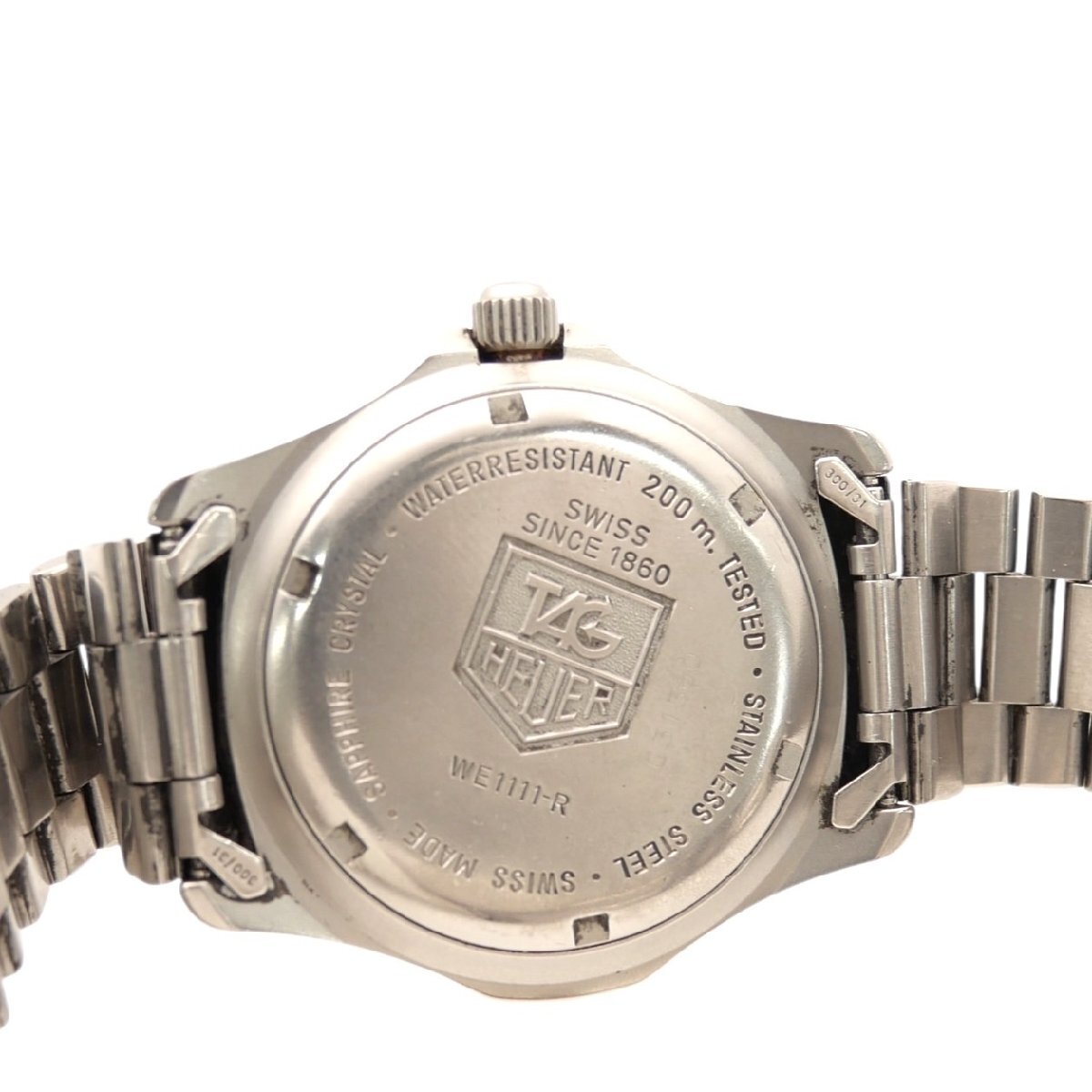 1 иен старт TAG HEUER TAG Heuer WE1111-R Date кварц QZ Professional 200m серебряный циферблат мужские наручные часы работоспособность не проверялась 