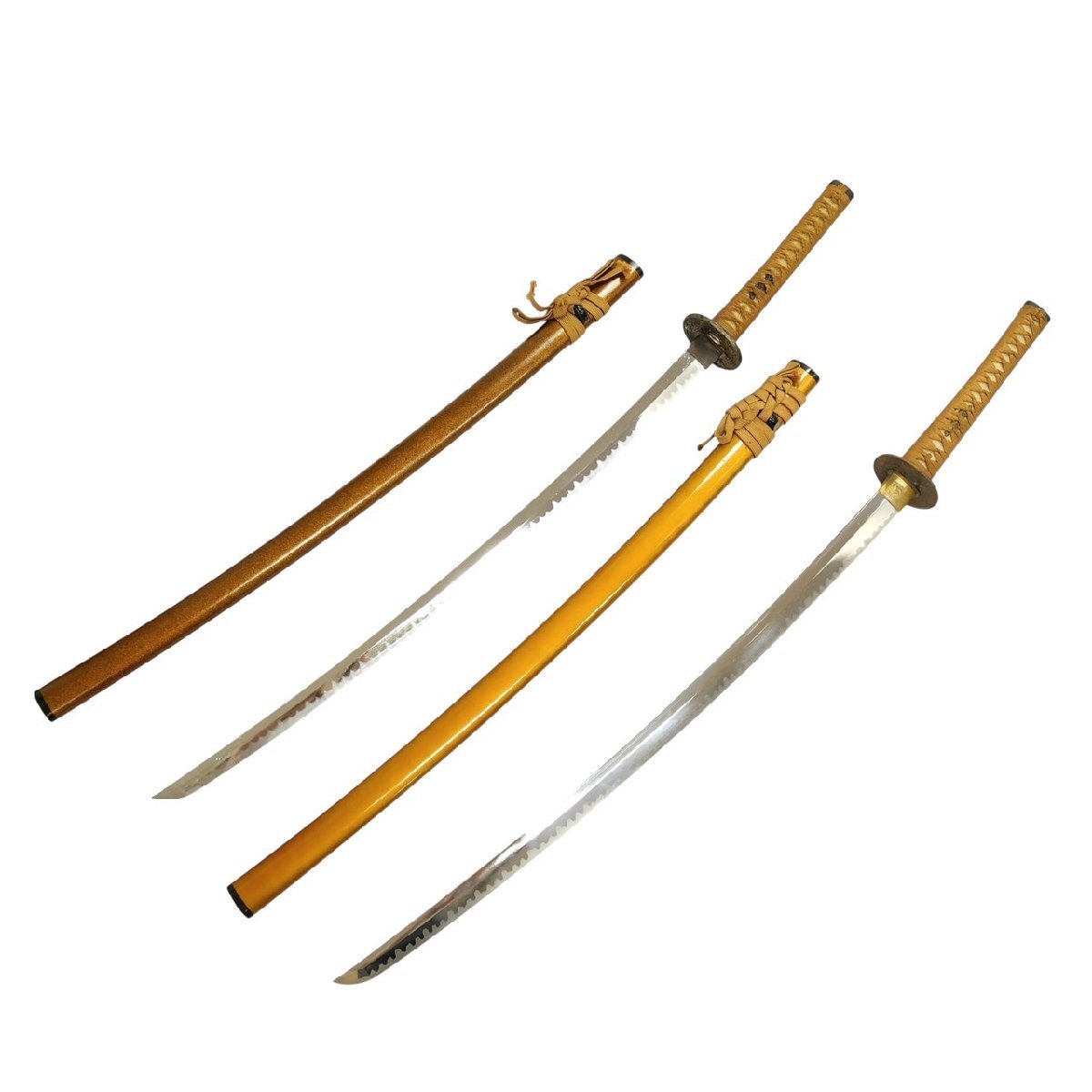1円スタート 模造刀 まとめ4點(diǎn)セット 日本刀 太刀 脇差 鞘付き 美術(shù)刀 刀剣 武器 武具 小道具 コレクション インテリア 刀掛臺(tái)付き