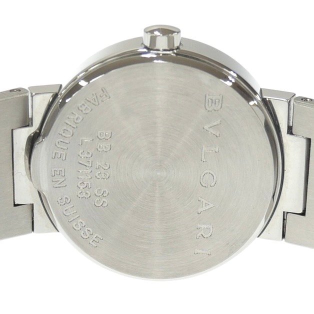 1円スタート 稼働品 BVLGARI ブルガリ ブルガリブルガリ BB23SS デイト クォーツ QZ ラウンドフェイス 2針 黒文字盤 レディース 腕時計