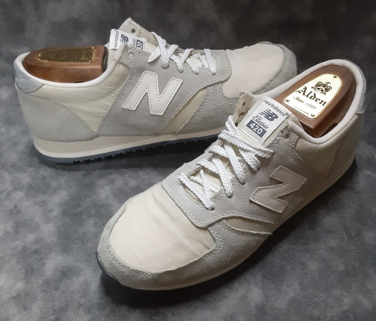  самый цена!00's переиздание! Classic серии! производство конец износ te-ji цвет! New balance 420 высококлассный n задний кожа спортивные туфли! серый! пепел белый цвет редкий 25