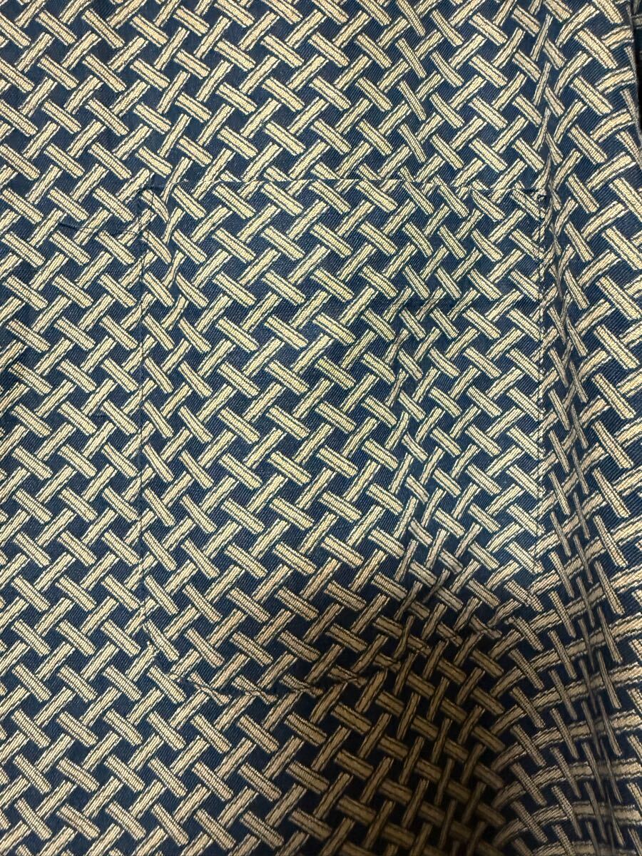 90s ラルフローレン Ralph Lauren 開襟シャツ BONNARD シルク リネン 幾何學(xué)模様 半袖シャツ XLサイズ