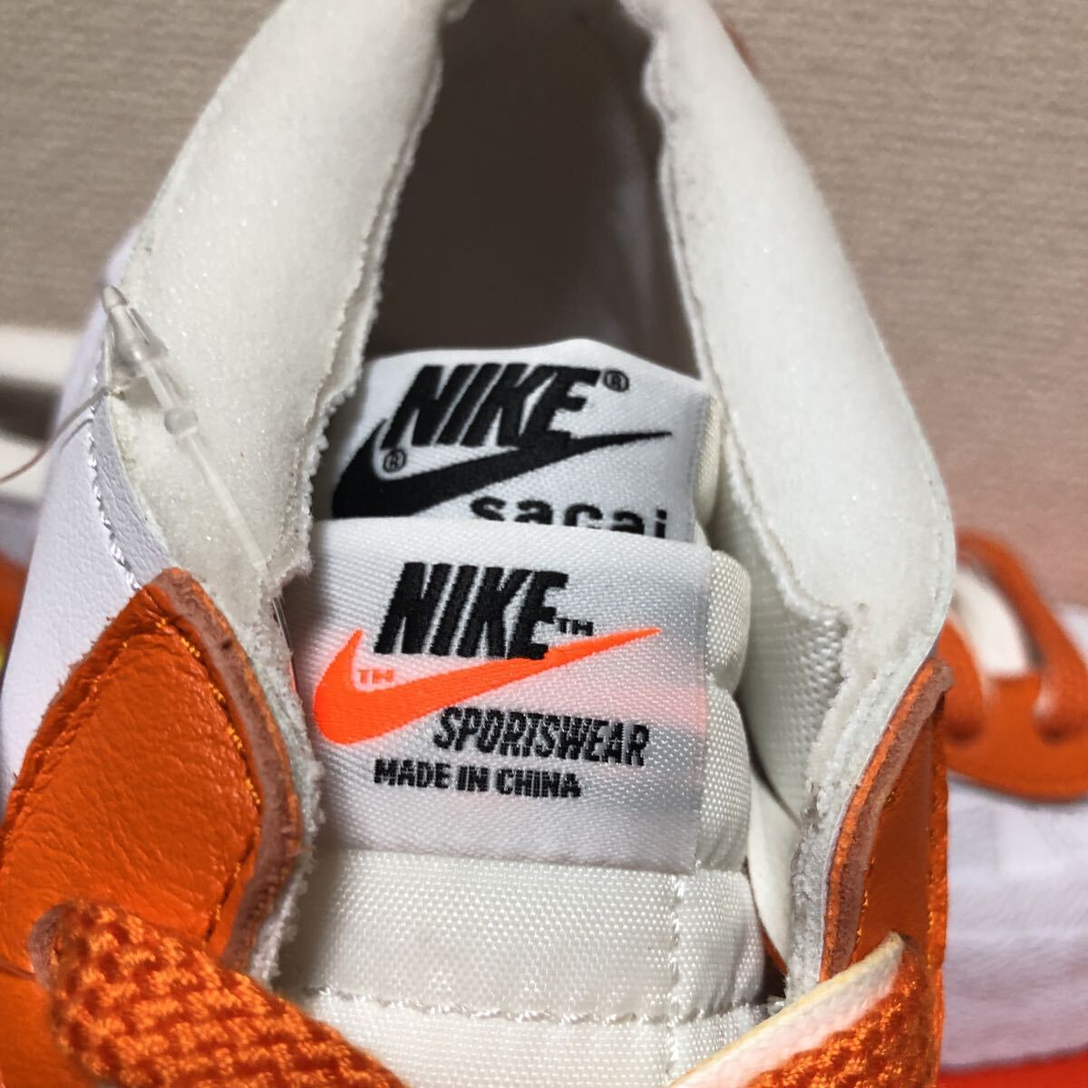 新品 未使用 黒タグ NIKE SACAI BLAZER LOW 26.5cm nike blazer low sacai ナイキ ブレーザー ロー サカイdd1877-100 マグマオレンジ