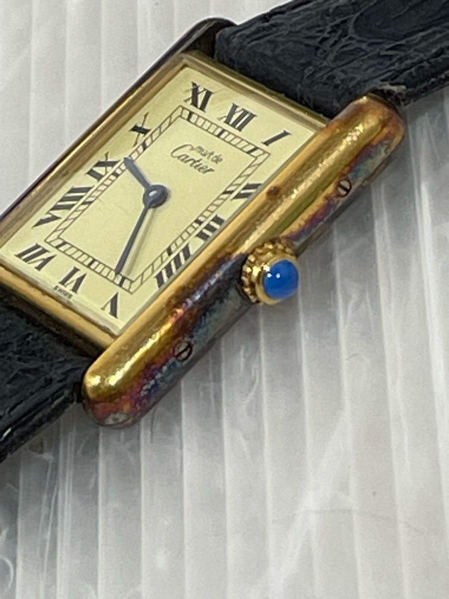 【中古?不動品】Cartier MUST DE TANK カルティエ　マストタンク　ヴィンテージ 腕時計 クォーツ SV925 