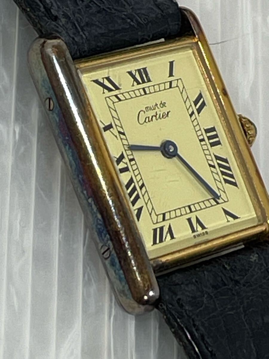 【中古?不動品】Cartier MUST DE TANK カルティエ　マストタンク　ヴィンテージ 腕時計 クォーツ SV925 