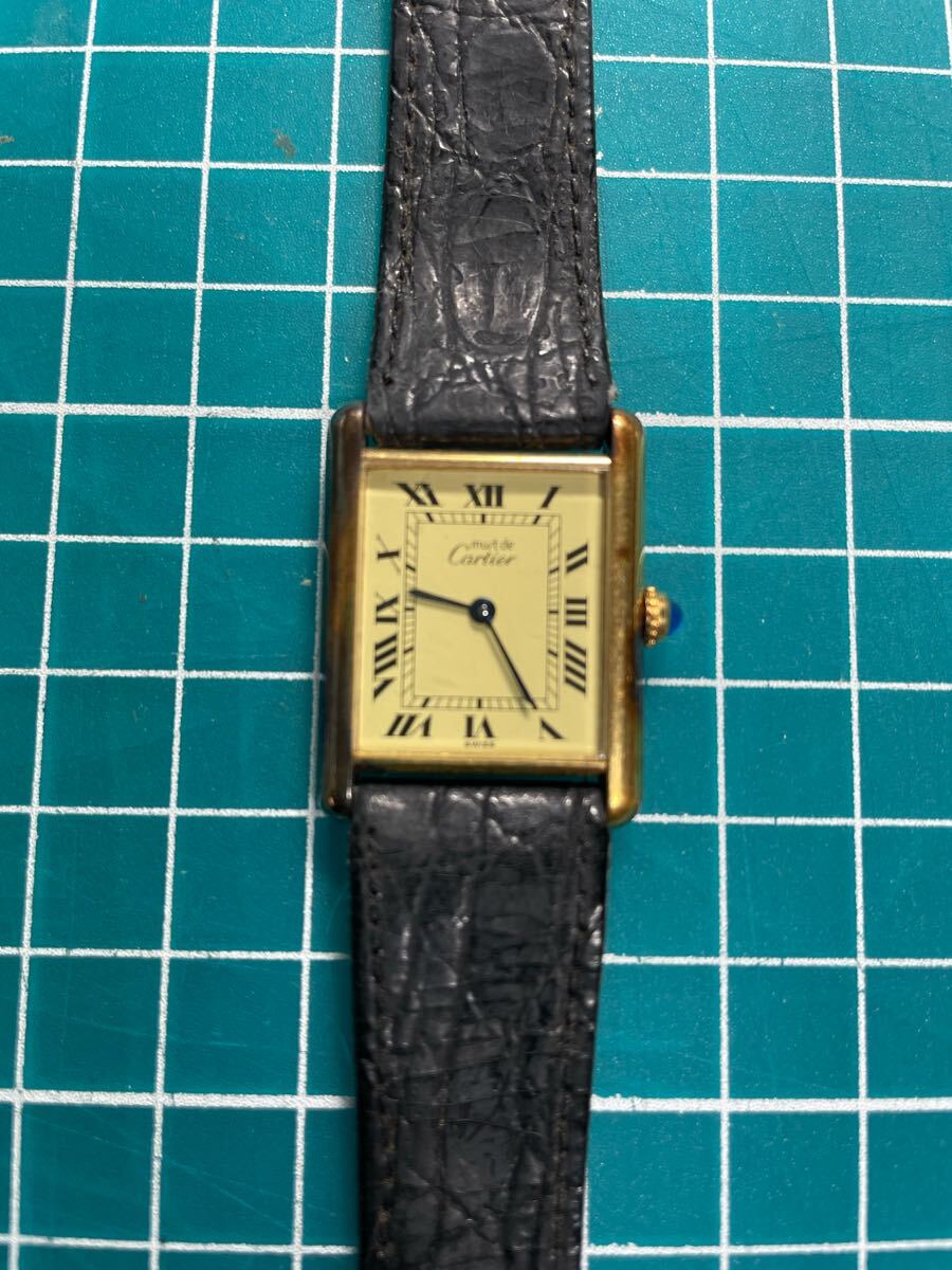 【中古?不動品】Cartier MUST DE TANK カルティエ　マストタンク　ヴィンテージ 腕時計 クォーツ SV925 