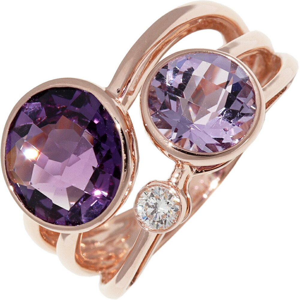 指輪 K18PG アメジスト2.50ct/0.50ct ダイヤ0.10ct_画像1