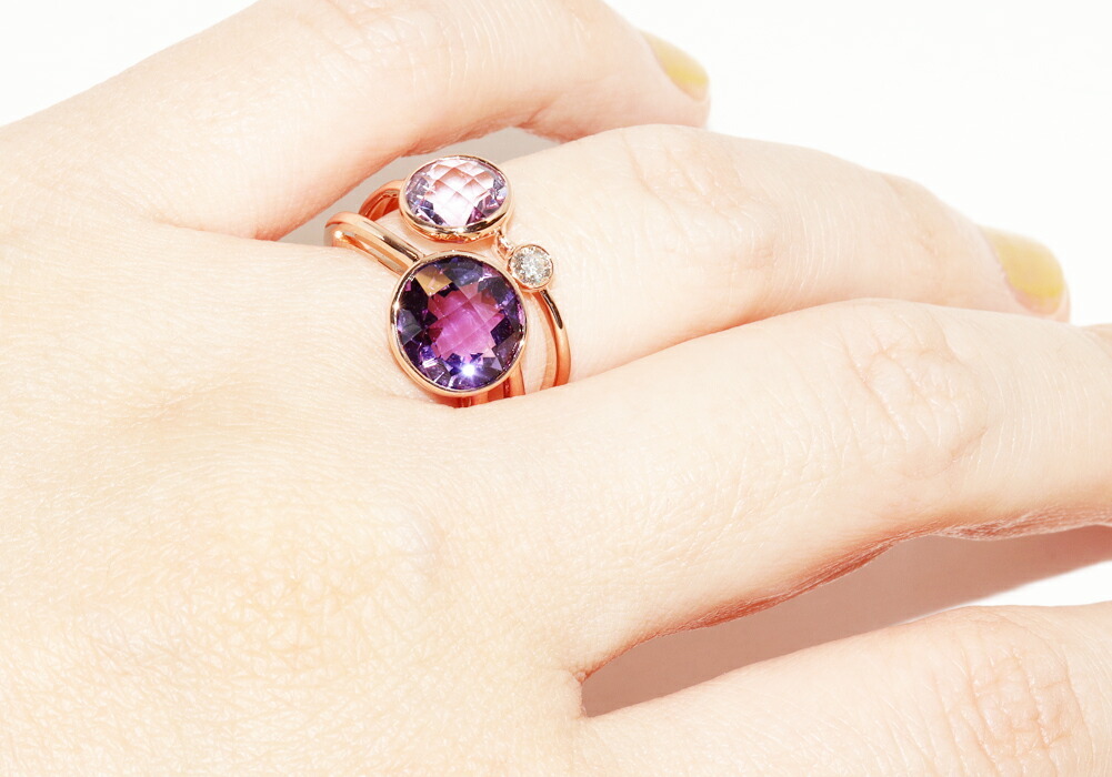 指輪 K18PG アメジスト2.50ct/0.50ct ダイヤ0.10ct_画像6