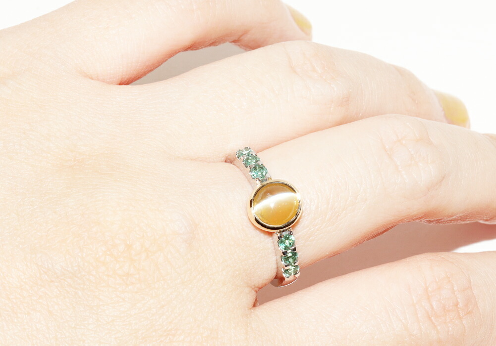 指輪 Pt900 K18YG クリソベリルキャッツアイ1.77ct アレキサンドライト0.45ct_画像6