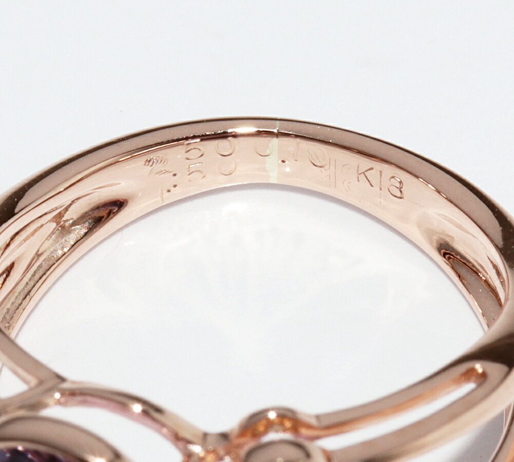 指輪 K18PG アメジスト2.50ct/0.50ct ダイヤ0.10ct_画像4