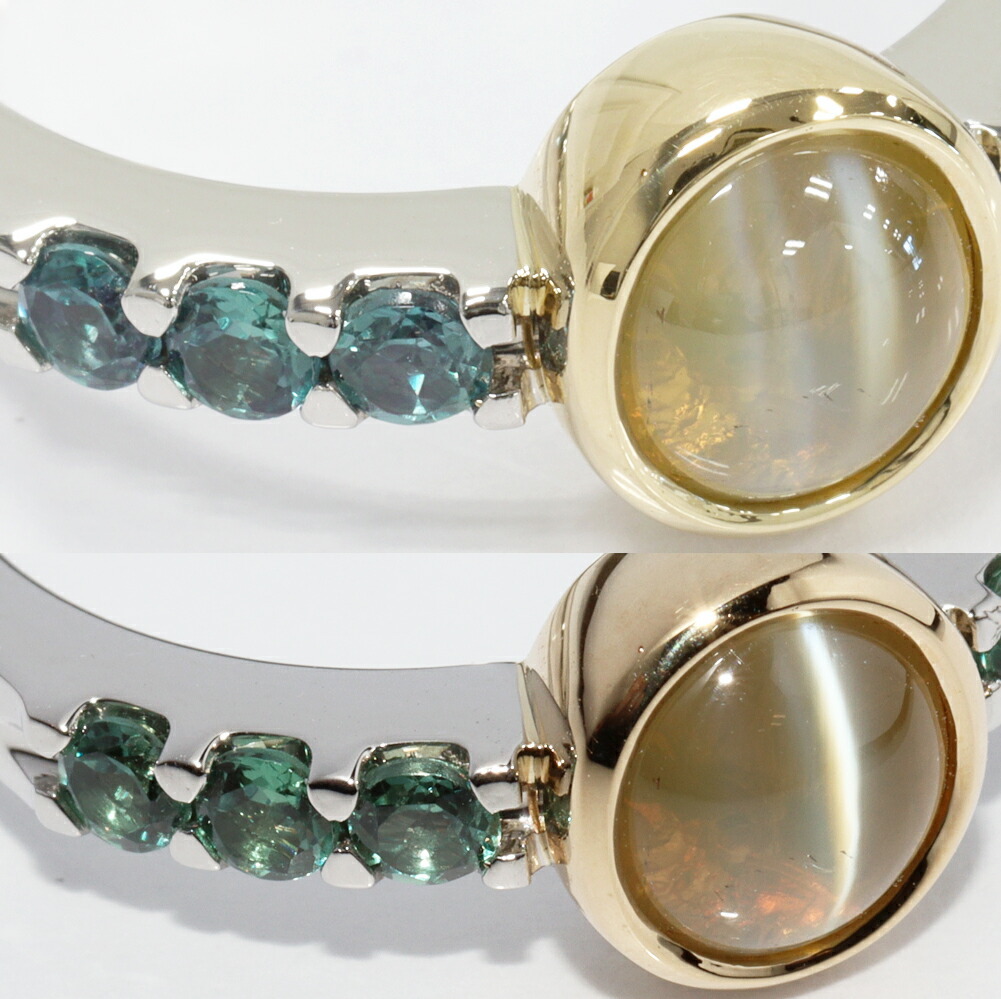 指輪 Pt900 K18YG クリソベリルキャッツアイ1.77ct アレキサンドライト0.45ct_画像5