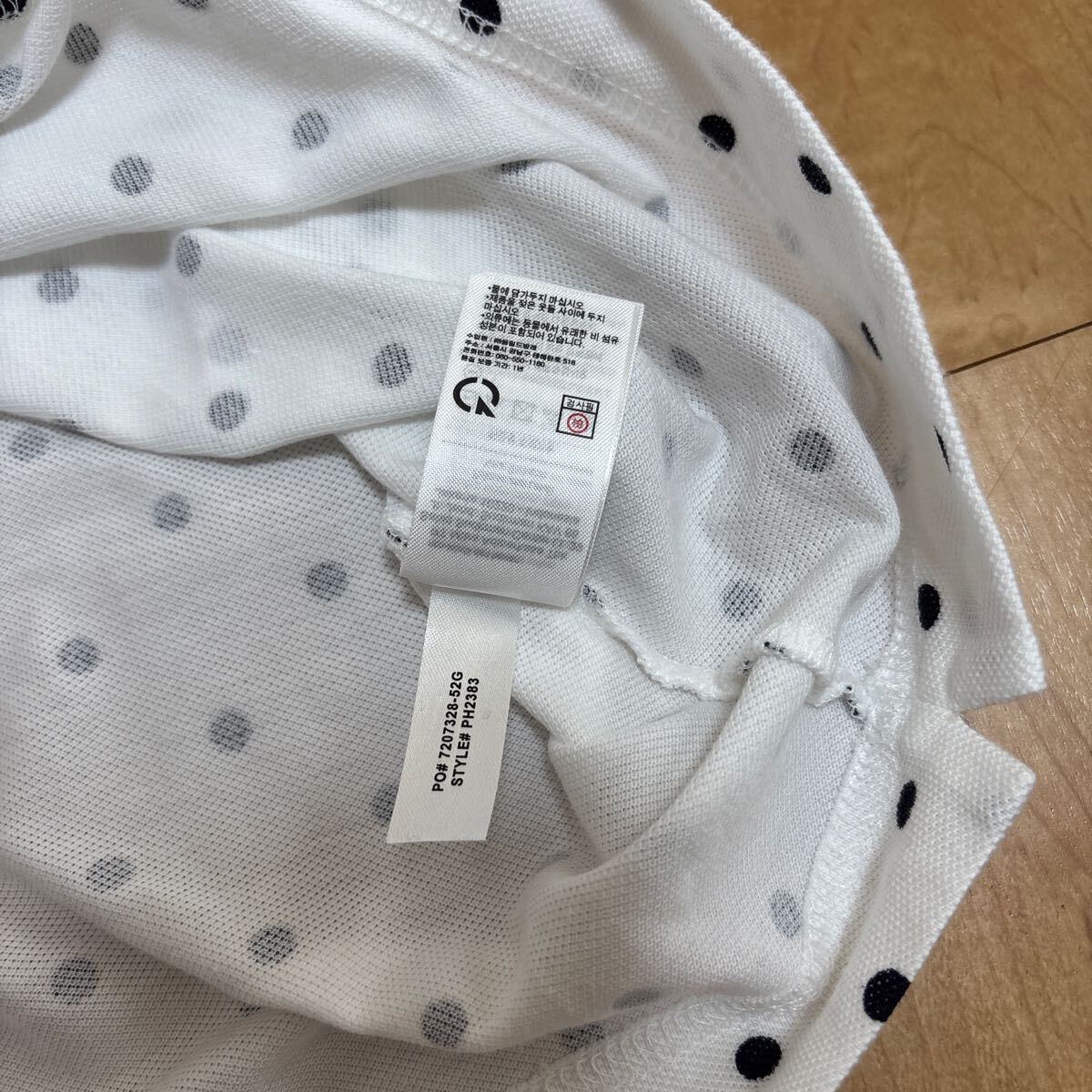 【送料無料】ラコステ　LACOSTE ポロシャツ 白ドット　ホワイト　メンズ　US XS 日本サイズでS相當(dāng)