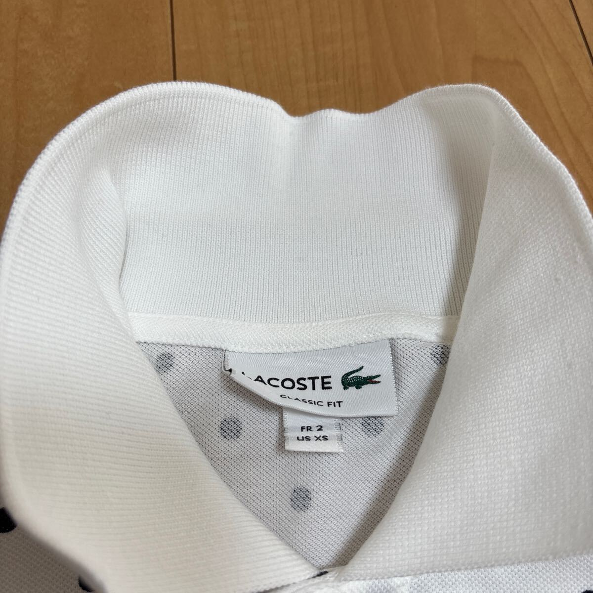 【送料無料】ラコステ　LACOSTE ポロシャツ 白ドット　ホワイト　メンズ　US XS 日本サイズでS相當(dāng)