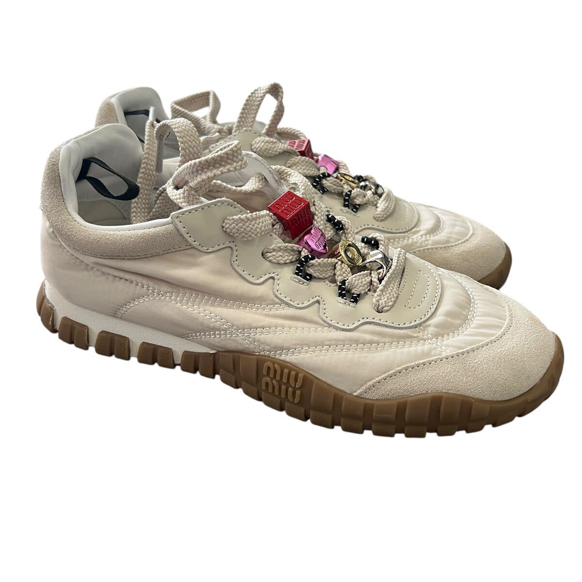 スニーカー Tyre sneaker in technical fabric and suede MIU MIU Tyre スエード×テクニカルスニーカー 38 ミュウミュウ