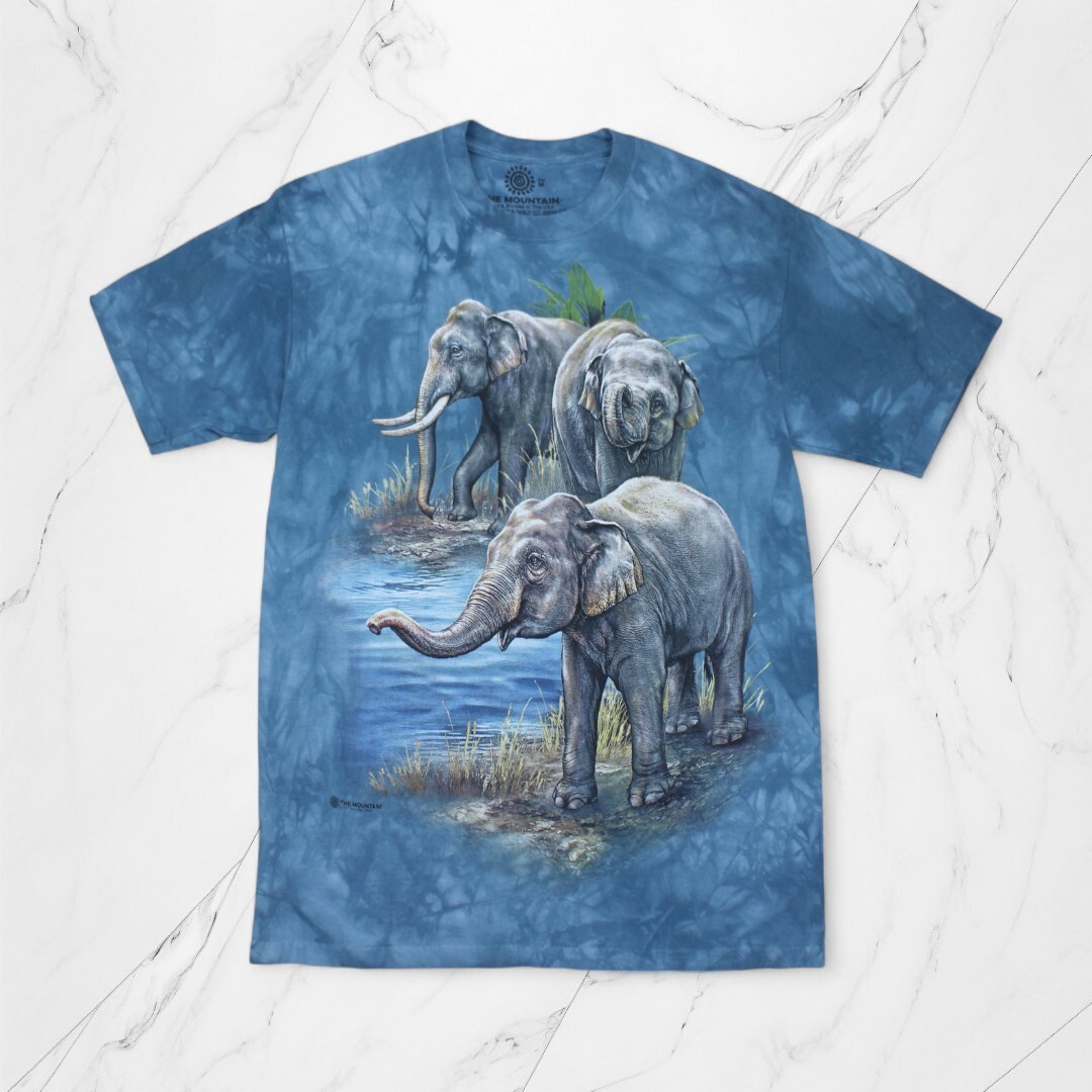 古着 USA製 THE MOUNTAIN T-Shirts Blue Tシャツ アニマル プリント タイダイ 半袖 【Vintage】mts120_画像1