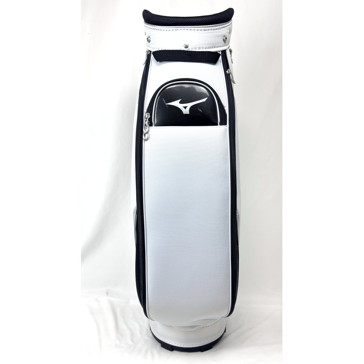 新品未使用 軽量キャディバッグ ミズノ 9.0型 ブラック×ホワイト 1円/新品☆MIZUNO ミズノ 5LJC17G100 0109 ホワイト/ブラック