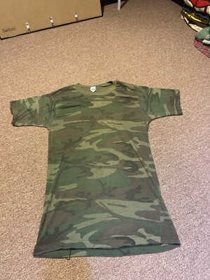 Vintage 1970s Heathknit Blank Camo Camouflage Single Stitch T Shirt 海外 即決 海外商品購入代行