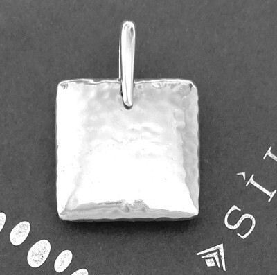 SILPADA Hammered Sterling Silver Solid PUFFY SQUARE Pendant~#S1118~RETIRED! 海外 即決 海外商品購入代行