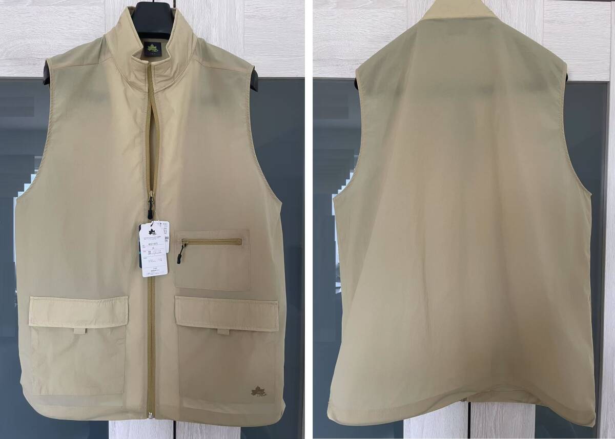 未使用 ロゴス LOGOS Park 撥水ストレッチ ベスト メンズ L 薄カーキ色