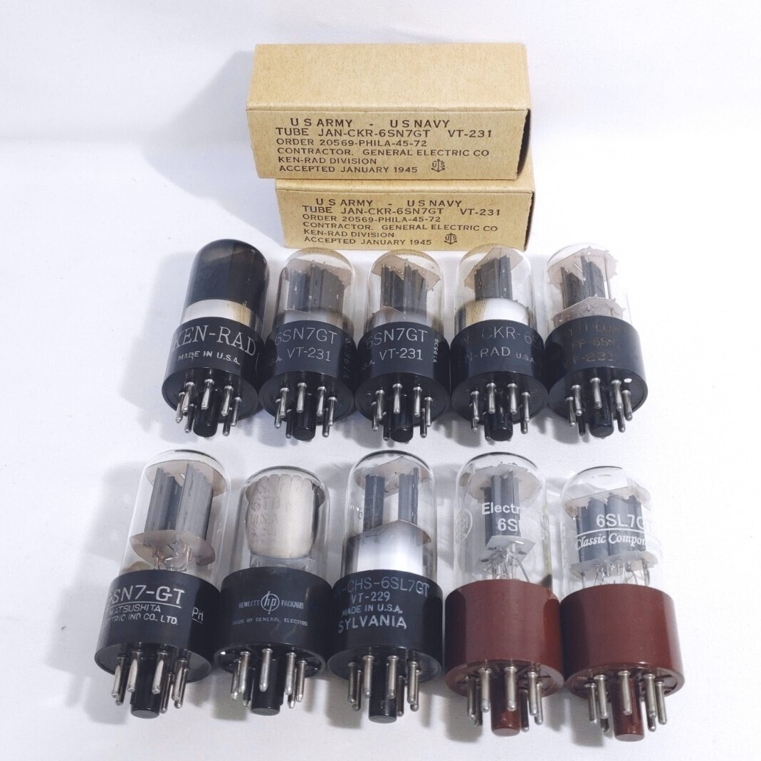 真空管 6SN7GT VT-231 KEN-RAD/RAYTHEON/ナショナル MATSUSHITA/6SN7GTB HP/JAN-CHS-6SL7GT VT-299 SYLVANIA/6SL7GT 曙光 全10本