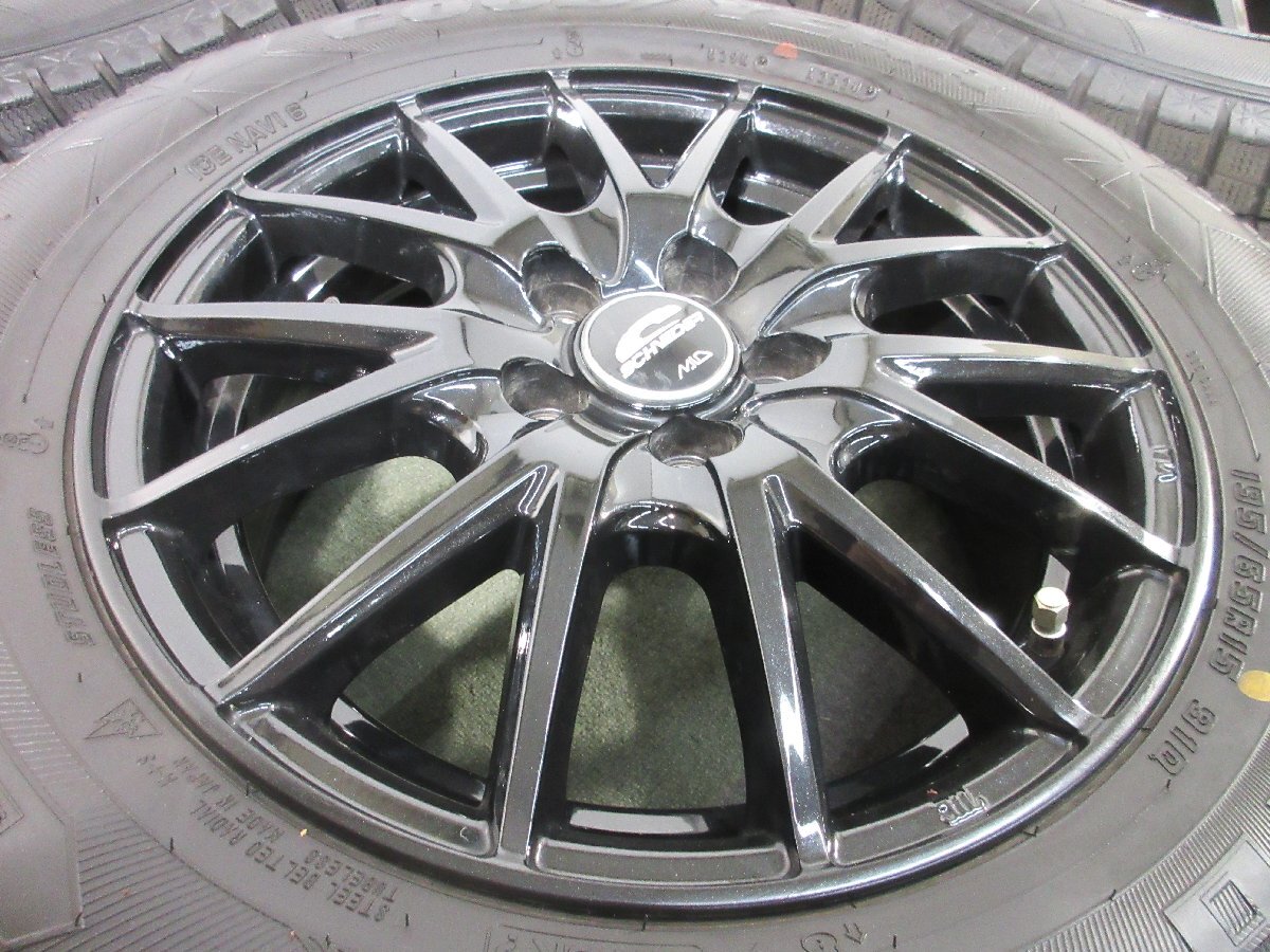 激安　15インチ　GY　アイスナビ6　195/65R15　中古ホイールスタッドレスタイヤ4本SET　アクア　売り切り　