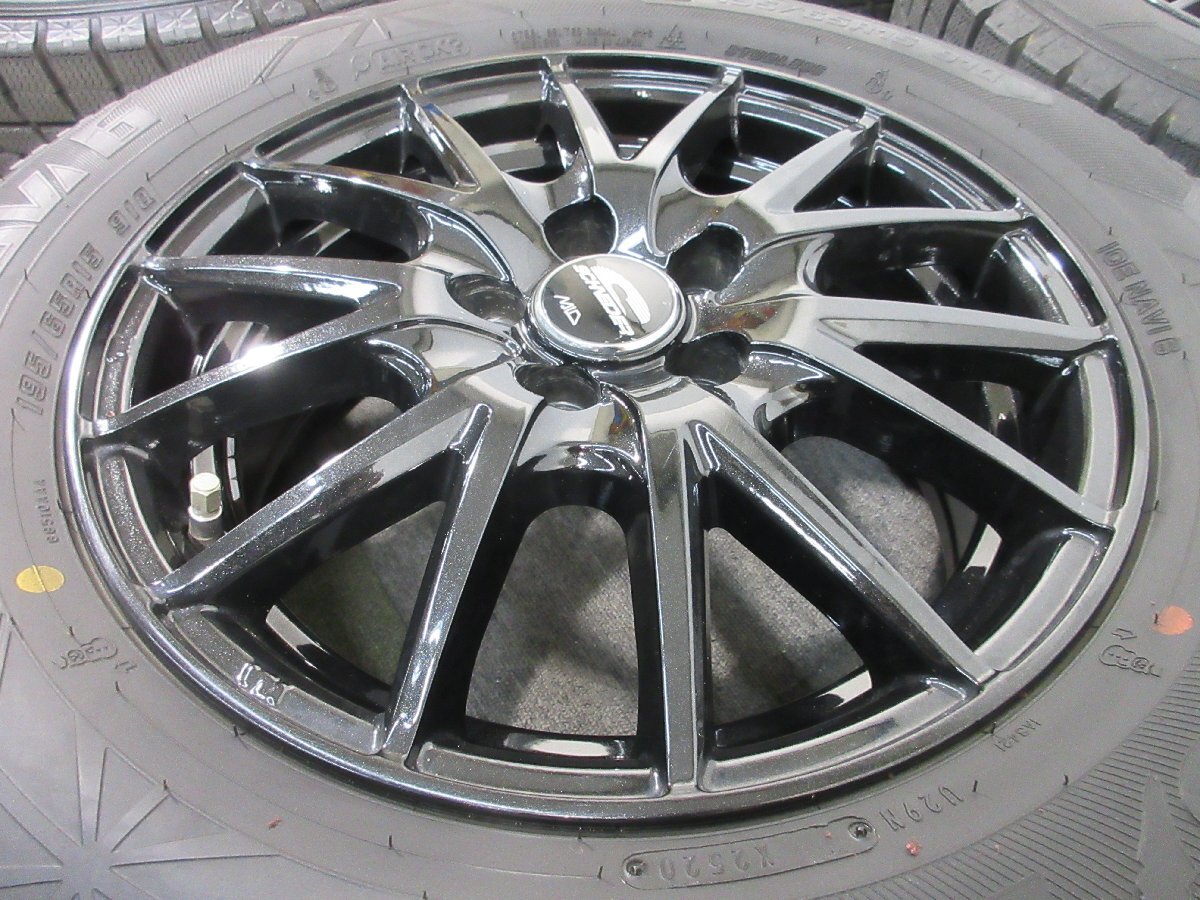 激安　15インチ　GY　アイスナビ6　195/65R15　中古ホイールスタッドレスタイヤ4本SET　アクア　売り切り　