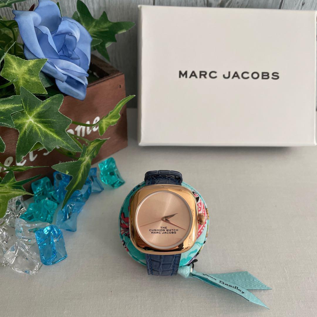 【新品】MARC JACOBSマークジェイコブス 腕時(shí)計(jì)　クロコ青　ゴールド