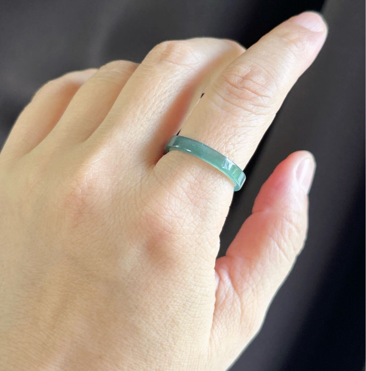 天然石 藍水本翡翠(A)リング指輪(番号A4690)_画像9