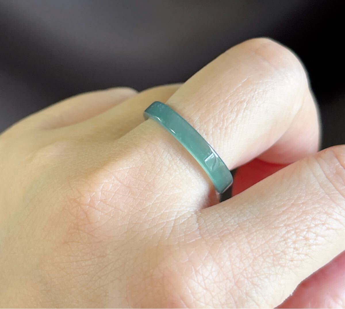 天然石 藍水本翡翠(A)リング指輪(番号A4690)_画像8
