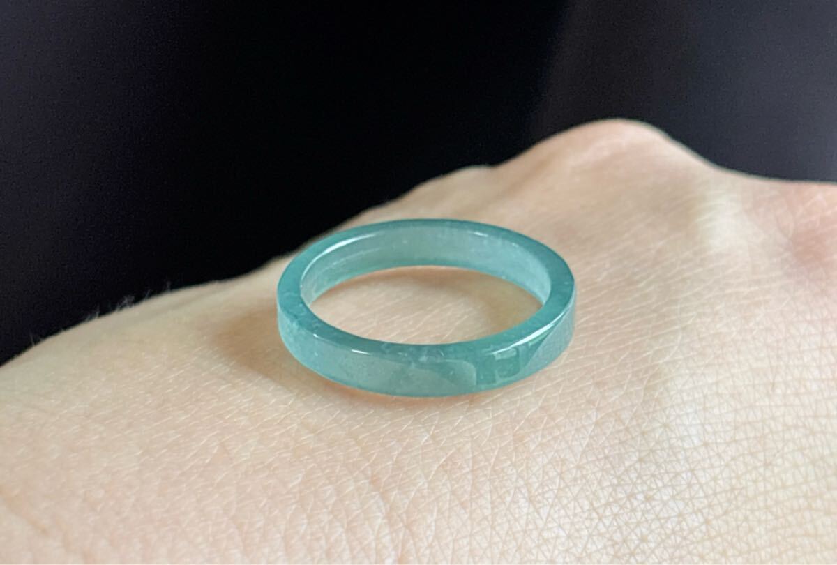 天然石 藍水本翡翠(A)リング指輪(番号A4690)_画像2