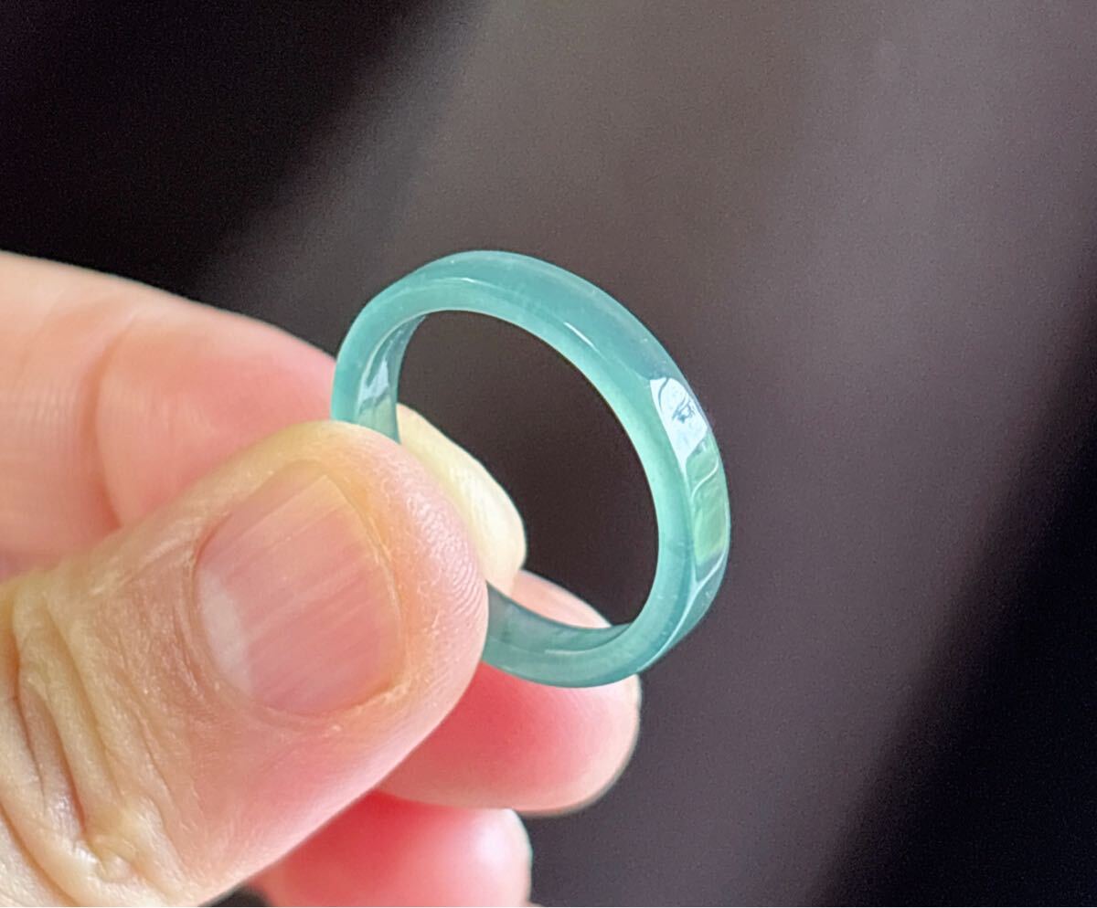 天然石 藍水本翡翠(A)リング指輪(番号A4690)_画像6